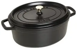 Produktbild: STAUB Gusseisen Bräter/Cocotte, Oval 41 cm, 12 L, Aromaregen Funktion für optimale Befeuchtung, Für alle Herdarten inkl. Induktion & Backofen, Schwarz
