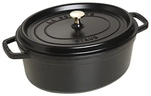 Produktbild: STAUB Gusseisen Bräter/Cocotte, Oval 41 cm, 12 L, Aromaregen Funktion für optimale Befeuchtung, Für alle Herdarten inkl. Induktion & Backofen, Schwarz