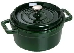 Produktbild: STAUB Gusseisen Bräter/Cocotte, Rund 22 cm, 2,6 L, Aromaregen Funktion, Für alle Herdarten geeignet, Basilikum/Grün