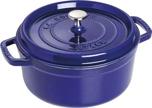 Produktbild: STAUB Gusseisen Bräter/Cocotte, Rund 26 cm, 5 L, Aromaregen Funktion für optimale Befeuchtung, Für alle Herdarten inkl. Induktion & Backofen, Dunkelblau