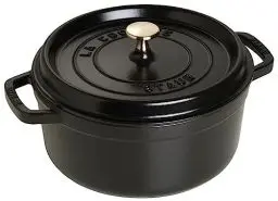 Produktbild: STAUB Gusseisen Bräter/Cocotte, Rund 26 cm, 5 L, Aromaregen Funktion, Für alle Herdarten geeignet, Schwarz