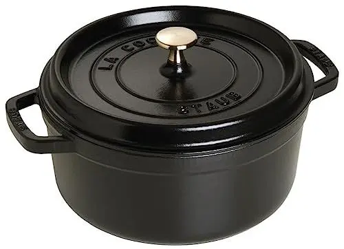 Produktbild: STAUB Gusseisen Bräter/Cocotte, Rund 26 cm, 5 L, Aromaregen Funktion, Für alle Herdarten geeignet, Schwarz