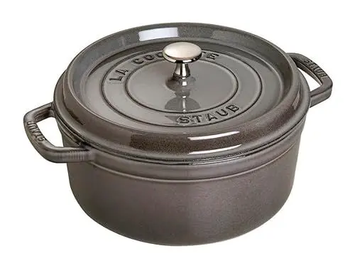 Produktbild: STAUB Gusseisen Bräter/Cocotte, Rund 26 cm, 5 L, Aromaregen Funktion für optimale Befeuchtung, Für alle Herdarten inkl. Induktion & Backofen, Graphitgrau