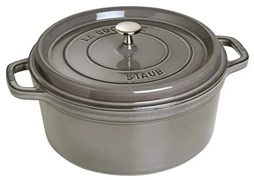 Produktbild: STAUB Gusseisen Bräter/Cocotte, Rund 28 cm, 6,7 L, Aromaregen Funktion, Für alle Herdarten geeignet, Graphitgrau