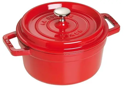 Produktbild: STAUB Gusseisen Bräter/Cocotte, Rund 30 cm, 8,35 L, Aromaregen Funktion, Für alle Herdarten geeignet, Kirschrot