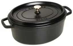 Produktbild: STAUB Gusseisen Bräter/Cocotte, Oval 37 cm, 8 L, Aromaregen Funktion für optimale Befeuchtung, Für alle Herdarten inkl. Induktion & Backofen, Schwarz