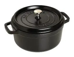 Produktbild: STAUB Gusseisen Bräter/Cocotte, rund 24cm, 3,8L, Aromaregen Funktion für optimale Befeuchtung, Für alle Herdarten inkl. Induktion & Backofen, Schwarz