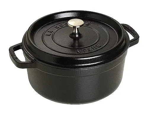 Produktbild: STAUB Gusseisen Bräter/Cocotte, rund 24cm, 3,8L, Aromaregen Funktion für optimale Befeuchtung, Für alle Herdarten inkl. Induktion & Backofen, Schwarz