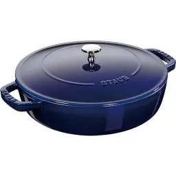 Produktbild: STAUB Gusseisen Bräter, Chistera Tropfenstruktur im Deckel, Rund 24 cm, 2,5 L, Für alle Herdarten geeignet, Dunkelblau
