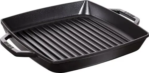 Produktbild: STAUB Gusseisen Grillpfanne mit zwei Griffen, Quadratisch, 28 cm, Für alle Herdarten inkl. Induktion & Backofen, Schwarz