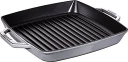 Produktbild: STAUB Gusseisen Grillpfanne mit zwei Griffen, Quadratisch, 33 cm, Für alle Herdarten inkl. Induktion & Backofen, Graphitgrau
