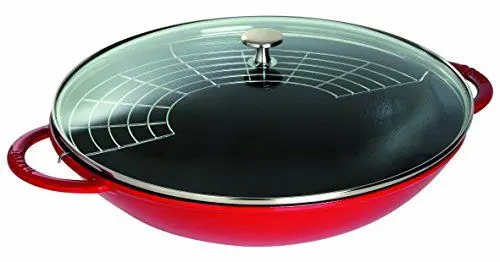 Produktbild: STAUB Gusseisen Wok, Ø 37 cm, Inkl. Glasdeckel und herausnehmbaren Gittereinsatz, für alle Herdarten inkl. Induktion, 5,7 L, Kirschrot