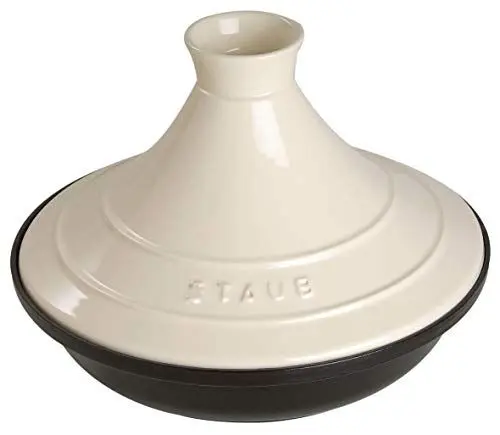 Produktbild: STAUB Tajine, 28 cm, Gusseisen, mit Deckel aus Keramik, für traditionelle marokkanische Gerichte, Schwarz/Creme