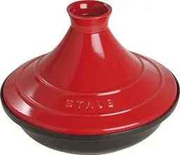 Produktbild: STAUB Tajine, 28 cm, Gusseisen, mit Deckel aus Keramik, für traditionelle marokkanische Gerichte, Schwarz/Kirschrot