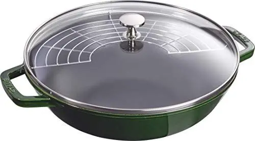 Produktbild: STAUB Wok aus Gusseisen, Innen emailliert, 30 cm, inkl. Glasdeckel, für alle Herdarten inkl. Induktion, Basilikumgrün