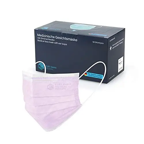 Produktbild: STAUBPIRAT CURT MARIA MEDICAL 50 Stück OP Maske, chirurgisch medizinische Gesichtsmasken, 100% made in Germany, Mundschutz 3-lagig Flieder