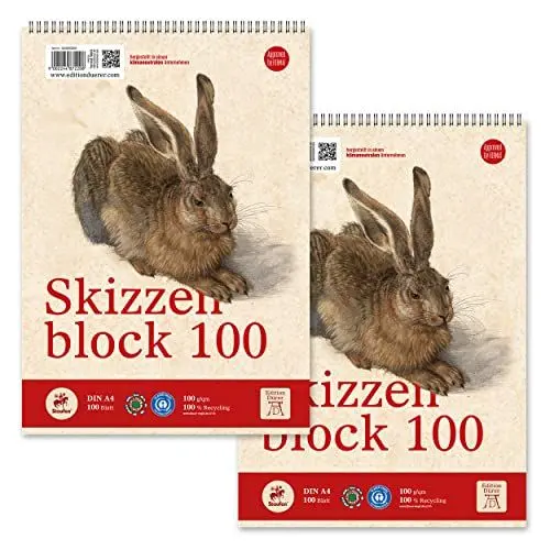 Produktbild: Staufen Dürer Skizzenblock Set, 2 Stück, DIN A4, je 100 Blatt - 100 g/m², ideal als Zeichenblock oder Malblock