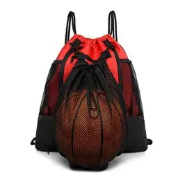 Produktbild: STAY GENT Drawstring Basketball Rucksack Fussball Rucksack für Jugendliche Turnbeutel Jungen Kinder Fußballtasche Soccer Volleyball Sportbeutel Outdoor mit Ballnetz Ball Tasche für Fitnessstudio Rot