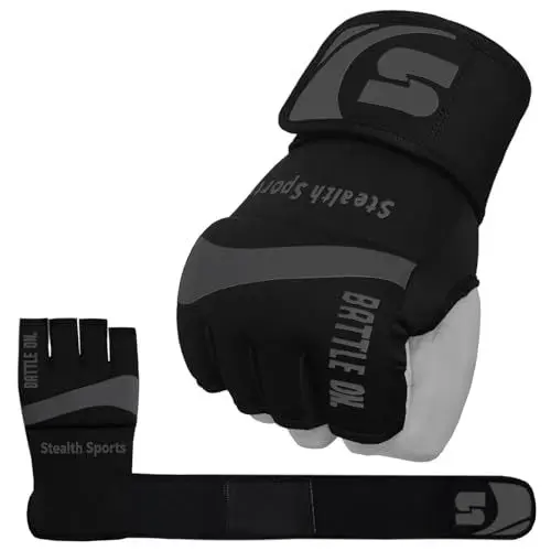 Produktbild: Stealth Sports Box-Innenhandschuhe, Neopren-Handgelenkbandagen – mit Gel gepolsterte Boxhandschuhe, Knöchelschutz – Boxhandbandagen Boxen MMA Kampfsport Muay Thai Speed Bag – Handbandagen(M)