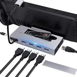 Produktbild: Steam Deck Dock,7 in 1 ROG Ally Docking Station MIT 2 TB M.2 Card Slot, HDMI 2.0 4K@60Hz, 1000 Mbps Ethernet, 2 USB 3.0 und 100W PD Ports, kompatibel mit ASUS ROG Alloy/Lenovo Legion Go/MSI Claw
