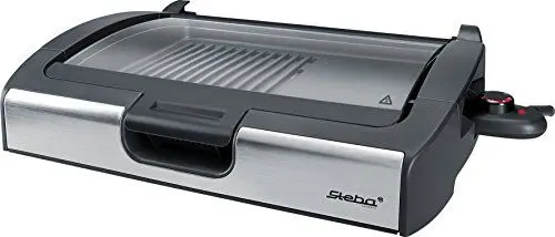 Produktbild: Steba BBQ Tischgrill mit Glasdeckel, große Grillfläche 29,0 x 40,0 cm, Hot Zone, Temperaturkontrollleuchte, Alu-Druckguß-Grillplatte mit Grillmuster, 2200 Watt, VG 200