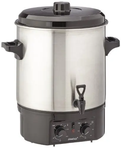 Produktbild: Steba Einkoch- und Glühweinautomat, 27 Liter Füllmenge, Edelstahlgehäuse mit Tragegriffen, Temperaturregelung von 30°C – 100°C, 120 Min. Timer, 2000 Watt, ER 2