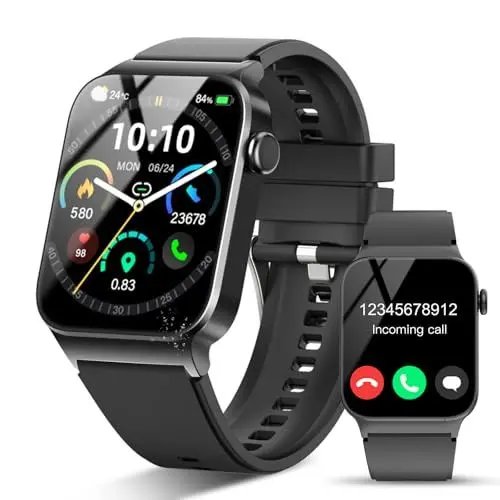 Produktbild: STECEi Smartwatch Herren Damen, 1,85'' HD Touchscreen Smart Watch mit Bluetooth Anrufe, 110+ Sportmodi Fitnessuhr mit Herzfrequenz Schlafüberwachung Schrittzähler, IP68 Wasserdicht für iOS Android