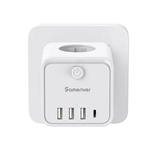 Produktbild: Steckdosenleiste SteckdosenwürfeL ohne Kabel mit Schalter ， Mehrfachsteckdose mit Steckdosen (4000W/16A) mit 4 USB Mehrfachstecker für Zuhause Büro