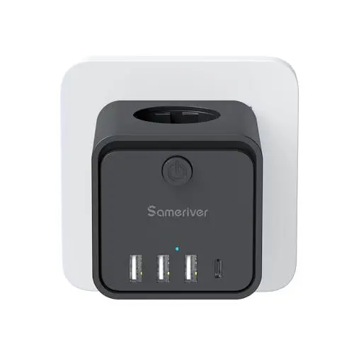 Produktbild: Steckdosenleiste mit Schalter ，7-in-1 Mehrfachsteckdose mit 3 Steckdosen (4000W/16A) mit 4 USB Mehrfachstecker für Zuhause Büro,Schwarz