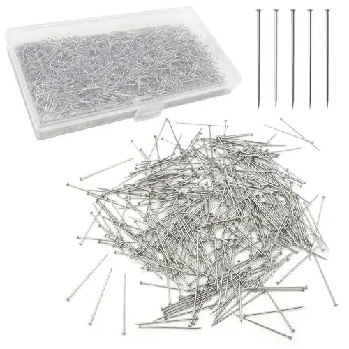 Produktbild: Stecknadeln Ohne Kopf 1000 Stück 26mm Schneiderin Kopf Pins Edelstahl Stecknadel Satin Pin Kopfnadeln für Quilten Schmuck Basteln