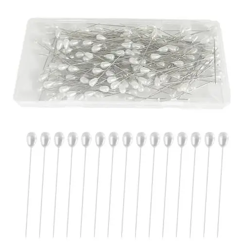 Produktbild: Stecknadeln mit Kopf 200 Stück Weiße Perle Stecknadeln Lang mit Geradem Kopf 55mm Nähnadel für Schmuckherstellung Hochzeit Dekoration
