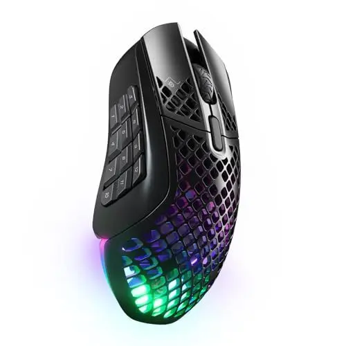 Produktbild: SteelSeries Aerox 9 Wireless - RGB Gaming-Mouse mit Öffnungen in der Oberfläche - Federleichtes, wasserabweisendes Design - 18 Tasten - Bluetooth/2,4 GHz – Optischer TrueMove Air-Sensor mit 18.000 DPI