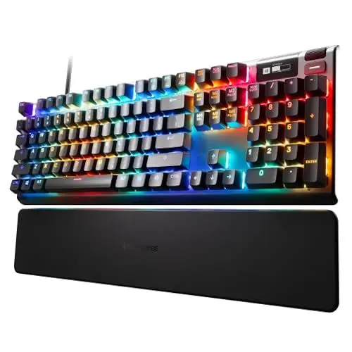 Produktbild: SteelSeries Apex Pro HyperMagnetic Gaming-Tastatur – Die schnellste Tastatur der Welt – Anpassbares Ansprechverhalten – OLED-Bildschirm – RGB – USB-Passthrough – Deutsches Tastatur (QWERTZ)