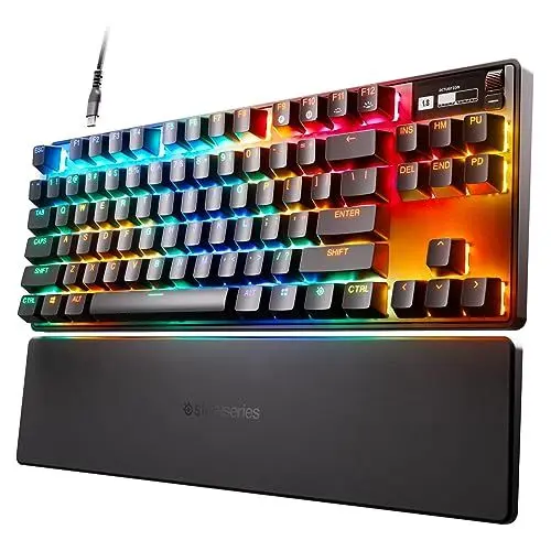 Produktbild: SteelSeries Apex Pro TKL HyperMagnetic Gaming-Tastatur – Die weltweit schnellste Tastatur – Anpassbares Ansprechverhalten – TKL – OLED-Bildschirm – PBT-Keycaps – USB-A – Nordisch Tastatur (QWERTY)