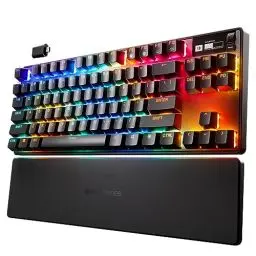 Produktbild: SteelSeries Apex Pro TKL Wireless HyperMagnetic Gaming-Tastatur – E-Sports TKL-Formfaktor – Anpassbares Ansprechverhalten – PBT-Keycaps – Bluetooth – 2,4 GHz– USB-C – Deutsches Tastatur (QWERTZ)