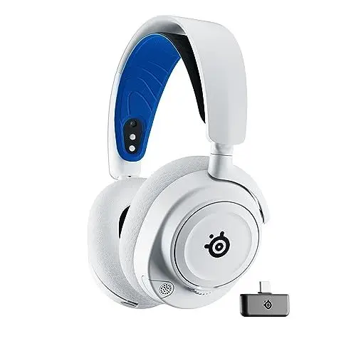 Produktbild: SteelSeries Arctis Nova 7P Wireless – Multi-Platform Gaming Headset – maßgeschneiderte HiFi-Treiber – 2,4 GHz + Bluetooth – 38-Std.-Akku – USB-C – Einziehbares Mikrofon – PlayStation, PC, VR, Switch
