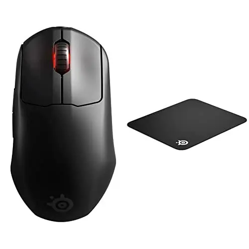 Produktbild: SteelSeries Prime Wireless - Esports Leistung Kabellose Gaming-Maus - 100 Stunden Akkulaufzeit - TrueMove Air Optical Sensor mit 18.000 CPI - Magnetisch & QcK+ - Gaming-Mauspad - Schwarz