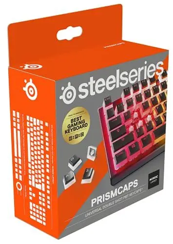 Produktbild: SteelSeries PrismCaps – Double-Shot-Tastenset mit „Pudding“-Optik – Kompatibilität mit allen gängigen mechanischen Tastaturen – MX-Stößel – Schwarz (Skandinavisches Tastaturlayout)