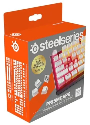 Produktbild: SteelSeries PrismCaps – Double-Shot-Tastenset mit „Pudding“-Optik – Kompatibilität mit allen gängigen mechanischen Tastaturen – MX-Stößel – Weiß (US-Tastaturlayout)