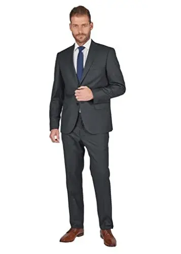 Produktbild: Steffen Klein Herren Anzug Wolle| Business Anzug | anthrazit| Regular Fit | Klassischer Stil, Elegant | Bequeme Passform und Professioneller Look | Unvergleichbarer Komfort | Größe: 54