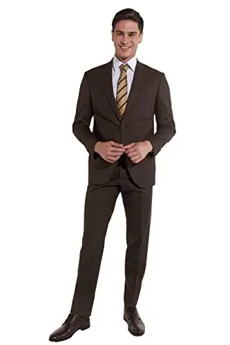 Produktbild: Steffen Klein Herren Anzug elastisch| Business Anzug | braun| Regular Fit | Klassischer Stil, Elegant | Bequeme Passform und Professioneller Look | Unvergleichbarer Komfort | Größe: 58