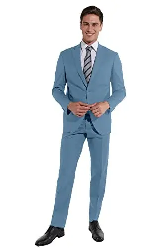 Produktbild: Steffen Klein Herren Anzug elastisch| Business Anzug | hellblau| Regular Fit | Klassischer Stil, Elegant | Bequeme Passform und Professioneller Look | Unvergleichbarer Komfort | Größe: 50