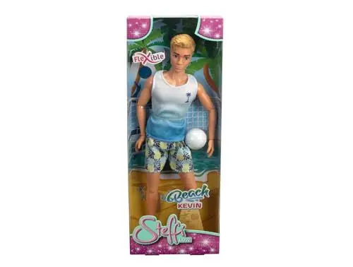 Produktbild: Steffi Love Beach Kevin, Kevin in Badehose mit T-Shirt und Vollyball, vollbeweglich, 30cm Spielpuppe, ab 3 Jahren
