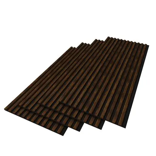 Produktbild: Stegu PROLINE Akustiklamellen Haselnuss – 120x60 cm, 4 Stück – FSC®-zertifiziert – Akustikpaneele – Schallabsorption und Stilvolle Wandgestaltung