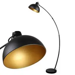 Produktbild: Osasy Stehlampe Arc, Vintage Stehleuchte, Retro Stehleuchten in Schwarz-Golden, verstellbarer Lampenschirm, 1x E27 max. 60 Watt, 165 cm Stehlampe Metall, zum Lesen, Wohnzimmer,Lounges