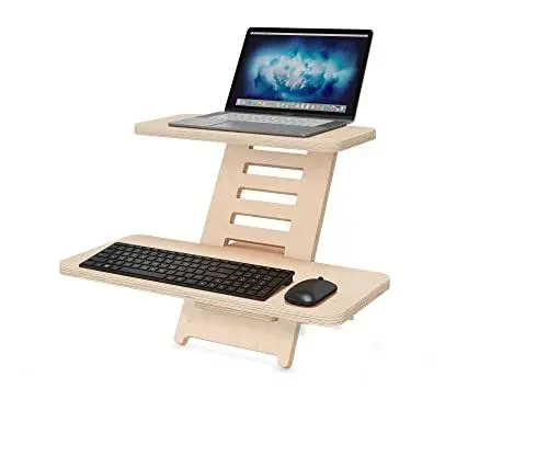 Produktbild: Stehschreibtisch Aufsatz | Stehpulte | Holz | Laptopständer | Ständer | Stehtisch | Rednerpult | Schreibtischaufsatz | Höhenverstellbar | Made in EU (Natürlich)