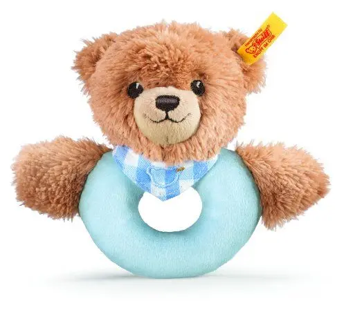 Produktbild: Steiff Kuscheltier Schlaf-gut-Bär Greifling mit Rassel, Süßes Stofftier, Jungen, Mädchen & Babys ab 0 Monaten, Spielzeug 12 cm, Klein, Hellblau, 239601