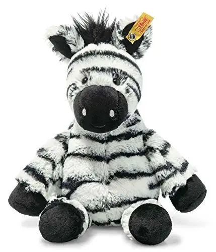 Produktbild: Steiff Zora Zebra weiß-schwarz 30 cm, Soft Cuddly Friends, Kuscheltier Zebra, Marken Plüschtier mit Knopf im Ohr, Schmusefreund für Babys von Geburt an