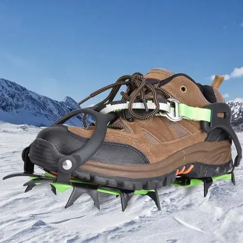 Produktbild: Steigeisen, 14 Zähne Eissteigeisen Anti-Rutsch-Schuhgriffe Microspikes Eisspikes für Schuhe mit Verdicktem Manganstahl für Schneewandern Im Freien Klettern