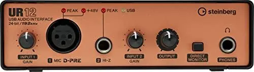 Produktbild: Steinberg UR12 Black Edition USB Audio Interface mit professionellem Sound (inkl. Cubase AI und Cubasis LE , 24-Bit/192kHz Audioauflösung, latenzfreies Hardware-Monitoring)